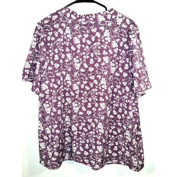 NEW Bloomchic Blouse Lavender Floral 14-16 Short Sleeve Button Down Shirt NWT - Picture 2 of 3